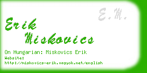 erik miskovics business card